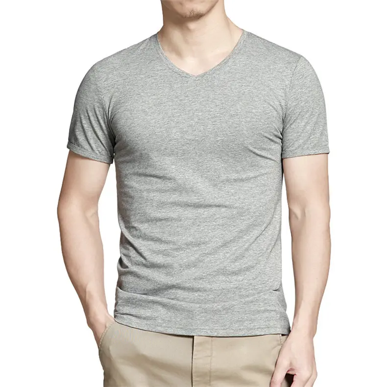Super quality Mens V neck T shirts Cheap price Casual male short Top Tees Black White Gray Pink Blue Large size Brand clothing-07