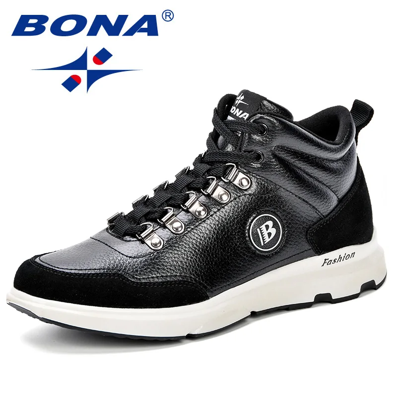 

BONA Big Size Breathable Mens Shoes Lace Up Suede Microfiber Casual Shoes Durable Outdoor Men Shoe Designer Comfy Sneakers