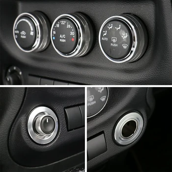 

6Pcs Chrome Interior Audio Air Conditioning Button Cover Decoration Twist Switch Ring Trim for Jeep Wrangler JK JKU 2011-2016