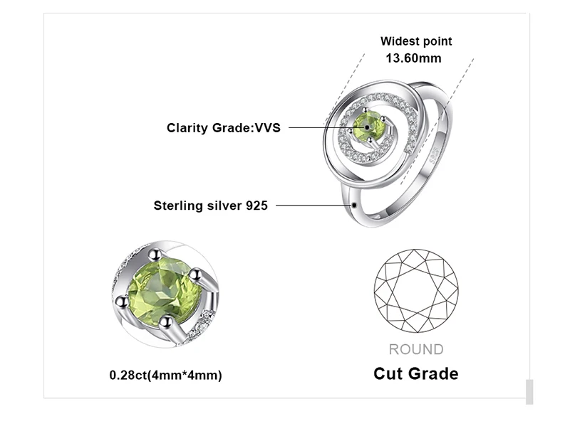 nose ring JewelryPalace Circle Natural Peridot 925 Sterling Silver Cocktail Ring for Women Gemstone Fine Jewelry Anniversary Birthday Gift dior ring