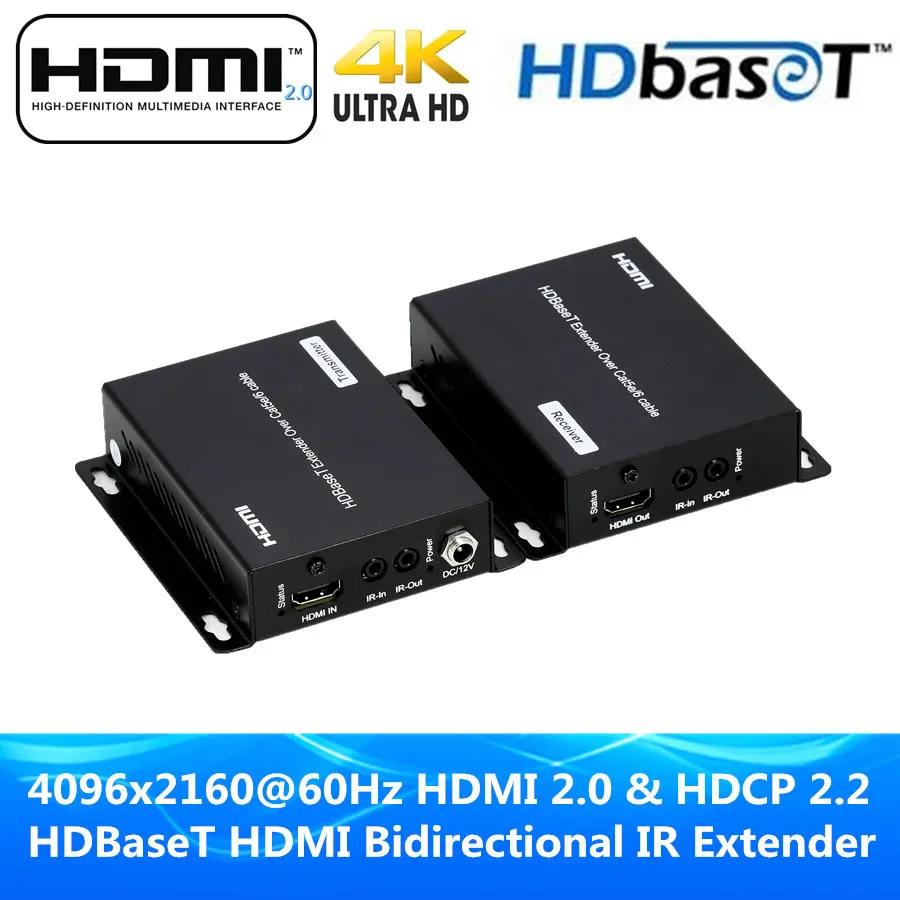 

4096x2160@60Hz HDBaseT Extender 100m Over UTP/STP Cat5e/6 Cable HDMI 2.0 & HDCP 2.2 4K HDMI POE Extender With IR RS232 Control