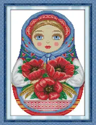 Русская кукла (9) холст DMC Счетный крест Наборы печатное набор крестиком вышивка рукоделие