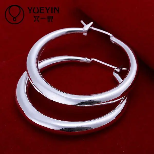 

Round earrings Wholesale Retail women silver plated stud earrings wedding party jewelry for girlfriend ornaments Vintage