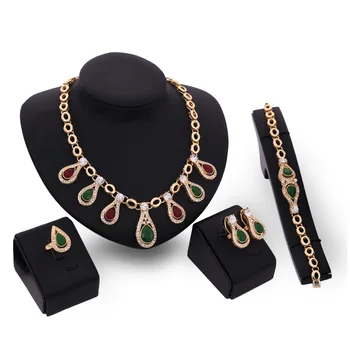

Women Wedding Dress Accessories Gold Necklace Bracelet Wedding Party Gift Bridal Fine Jewelry Sets