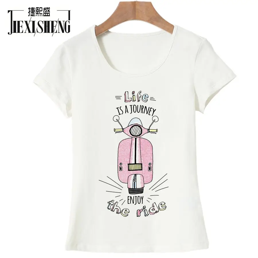 2017 New Arrival Summer T Shirt Kawaii Cute Motorcycle Printed Tshirt Cotton Top Tees Short Sleeve O