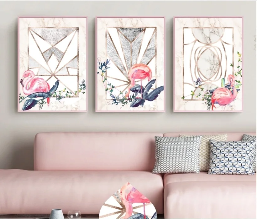 Nordic Style of Fresh Gold Foil Plant Canvas Painting Wall Art Picture