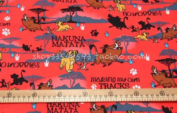 140 см ширина хакуна матата Король Лев красная хлопковая ткань для маленьких мальчиков хлопковое постельное бельё набор домашняя текстильная подушка крышка DIY-AFCK819