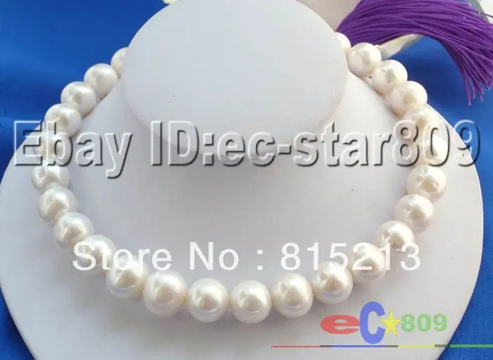 

ddh001611 AAA 17" 14MM WHITE ROUND FRESHWATER PEARL NECKLACE 14k