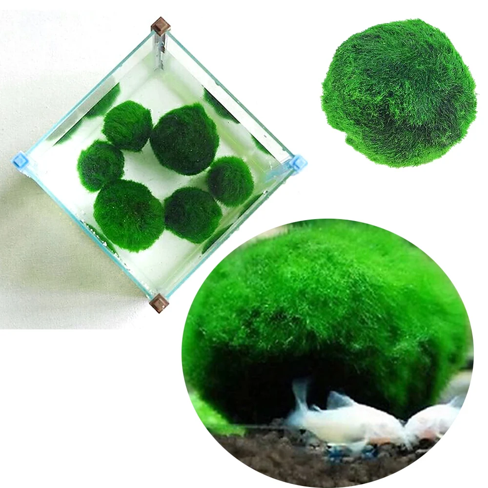 Зеленый аквариум мох шар искусственная трава подводные растения зеленый мох шар Аквариум Украшение аквариума