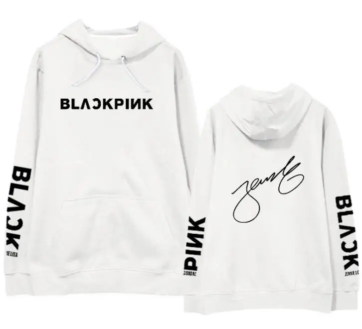 وصول جديد Kpop K Pop Blackpink شعار والعضو توقيع طباعة كنزة قطيفة للجنسين الصوف رقيقة أسود وردي البلوز في قمصان وسترات بقلنسوة من ملابس نسائية على Www Unohama Club Store