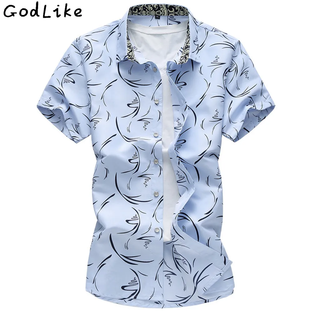 

M-7XL Flower Shirts 2019 Men Short sleeve Male shirt Floral Casual Fashion Camiseta masculina slim fit mens dress shirts
