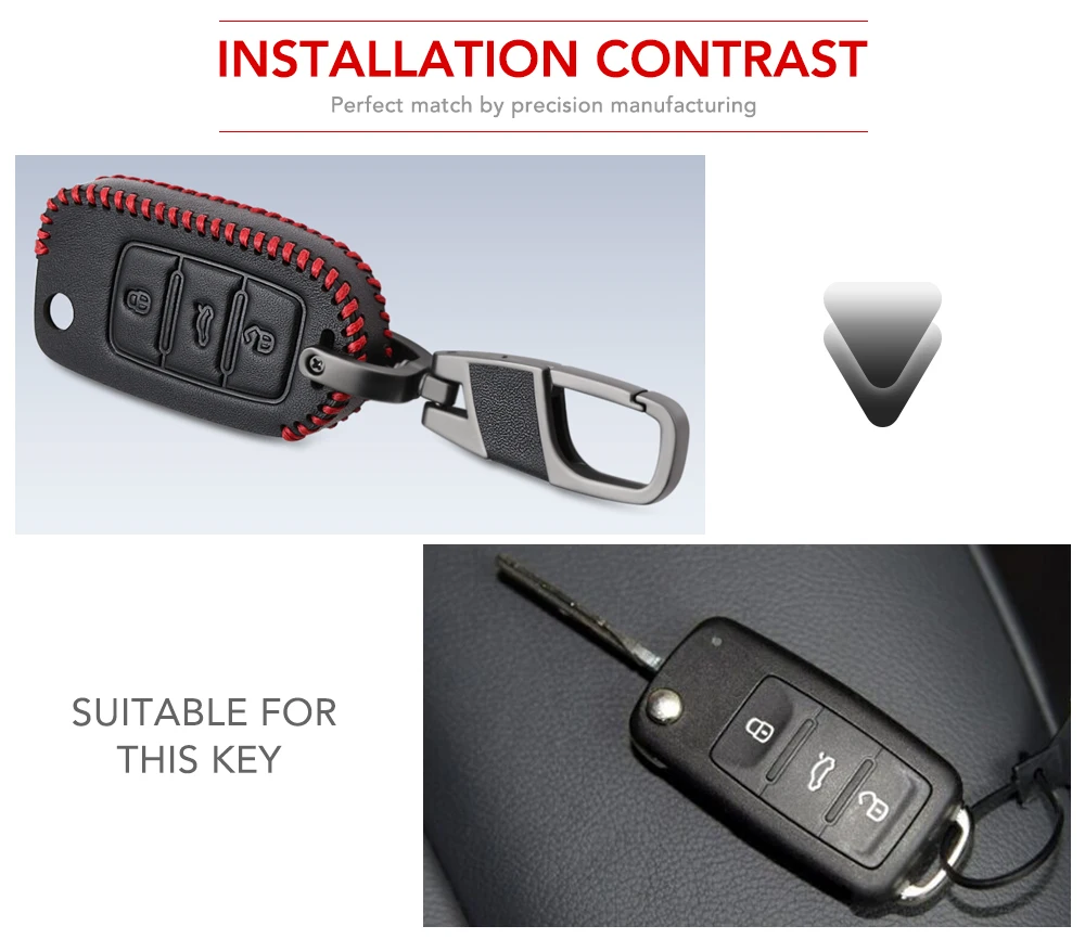 Кожаный чехол для автомобильного ключа VW Volkswagen Polo Golf Passat Beetle Caddy T5 Up Eos Tiguan Skoda A5 SEAT