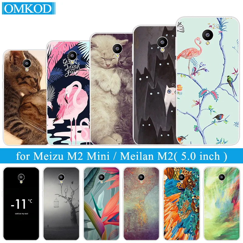 Для Meizu M2 Mini Чехлы 5 дюймов Ультратонкий Мягкий ТПУ Матовый чехол с фламинго для mini