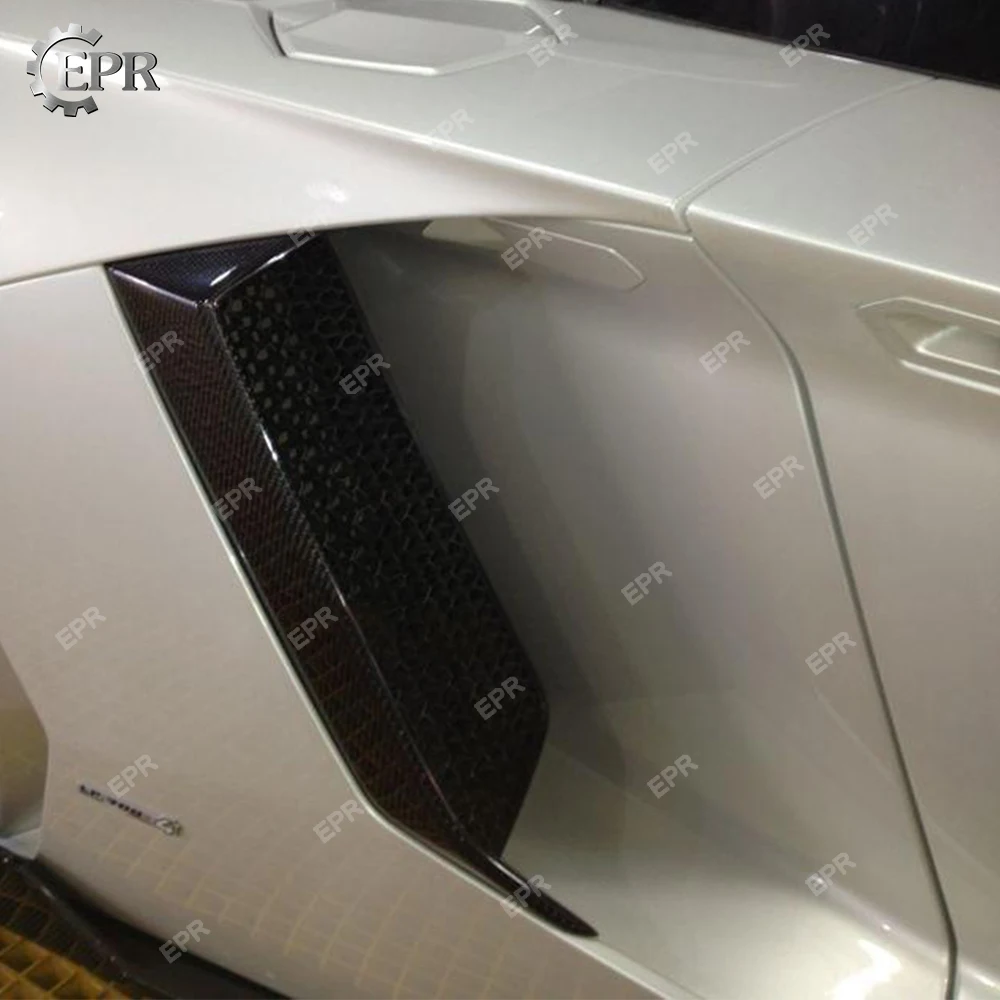 Углерода боковые вентиляционные крышки для LAMBORGHINI Aventador LP700 DMC Стиль углеродного волокна боковой Впускной воздуховод для наращивания тела комплект отделкой