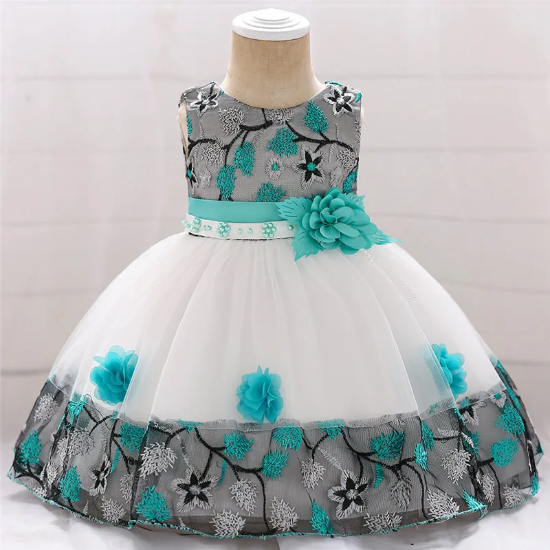 Нарядное кружевное платье-пачка с цветочным рисунком для маленьких девочек на день рождения; Элегантное летнее платье; платье для девочек; платье-пачка принцессы для маленьких девочек - Цвет: Зеленый