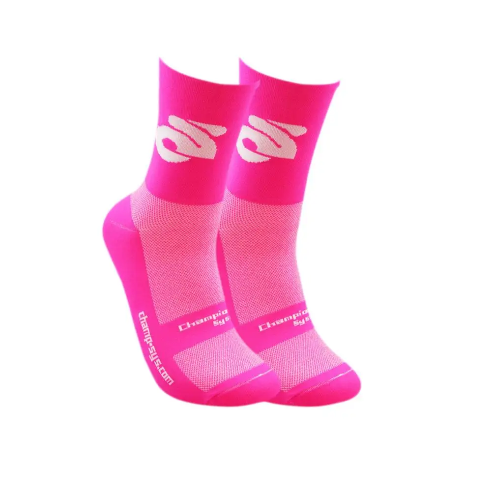 Мужские новые профессиональные носки для велоспорта Женские Дышащие Компрессионные носки для занятий спортом на открытом воздухе - Цвет: Pink