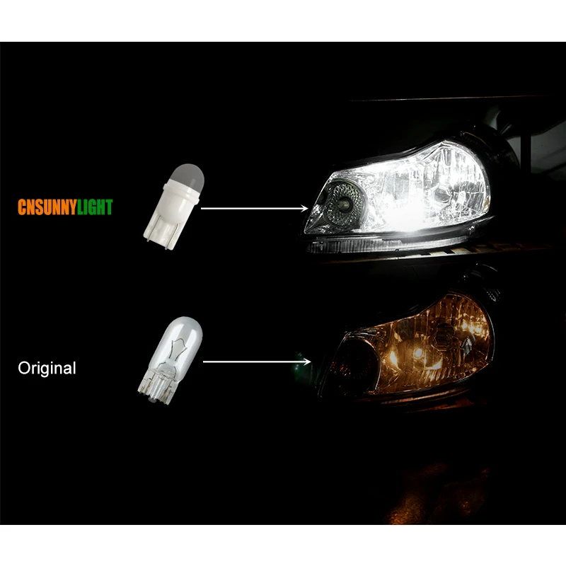 CNSUNNYLIGHT 20Pcs W5W LED T10 Ceramic Base 168 194 Car Turn Signal License Plate Trunk Clearance Lights Reading lamps 12V White (8)