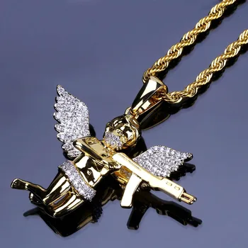 

Fashion little cupid archery Hiphop pendant micro inlaid zircon hiphop necklace