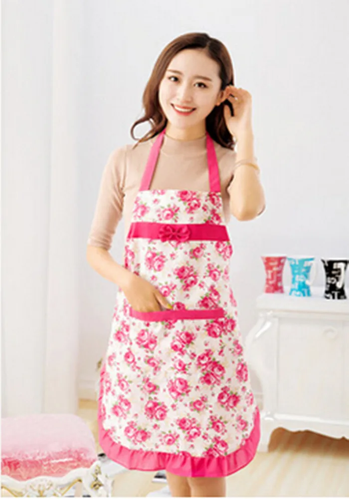 New Fashion Kitchen Apron for Men Women BBQ Cooking Baking Waist Aprons Sleeveless Floral Apron With Pocket Home Cleaning Tool