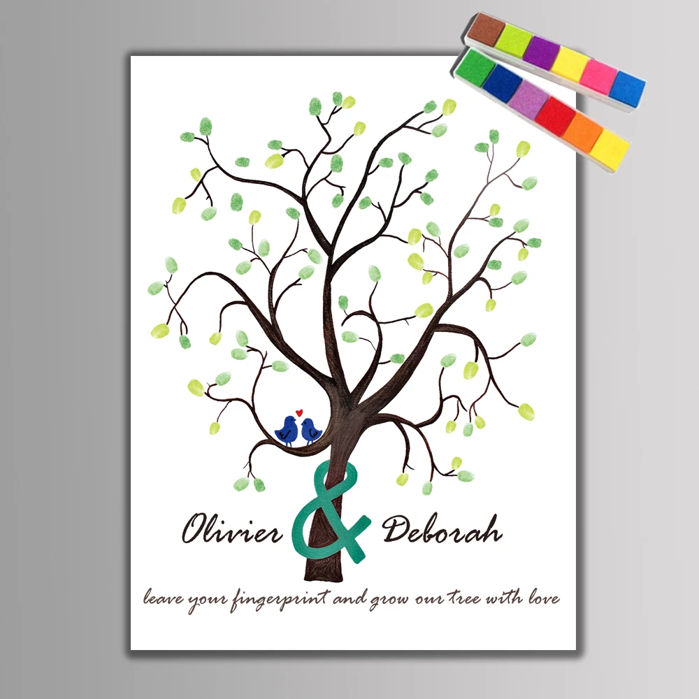 1-set-Personalized-Personal-Information-Wedding-Party-and-Baby-Shower-Fingerprint-DIY-Guestbook-Tree-Ink-Pad