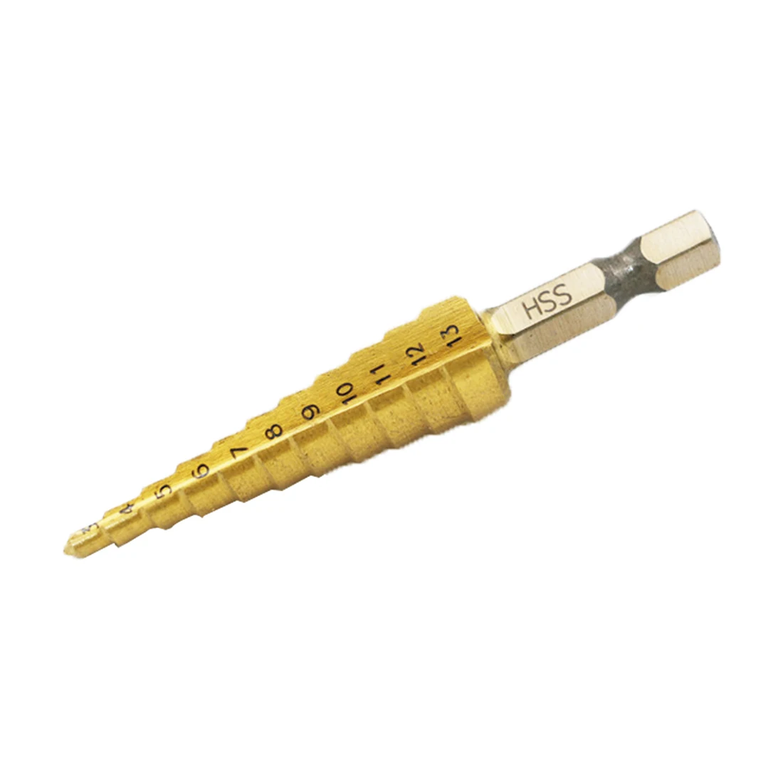 

Titanium Coated 11 Step Drill Bit 1/4" HSS Hex Shank Tool 3-13mm HSS 4241 Wood Metal Drilling