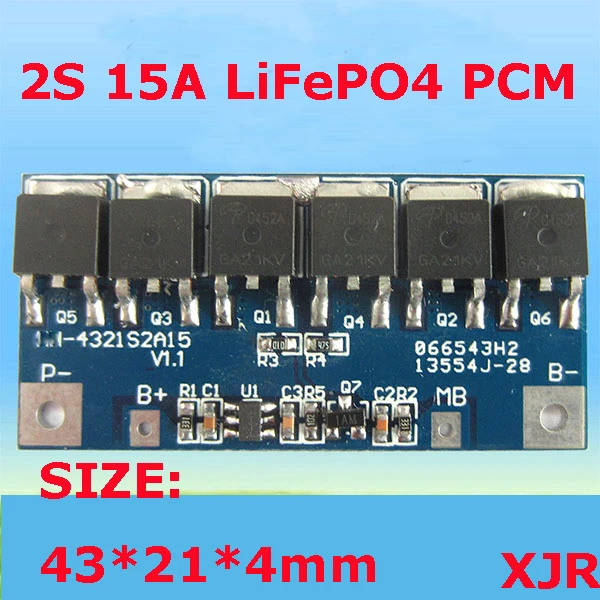 

2S 15A 6.4V LiFePO4 BMS/PCM/PCB battery protection circuit board for 2 Packs 18650 Battery Cell