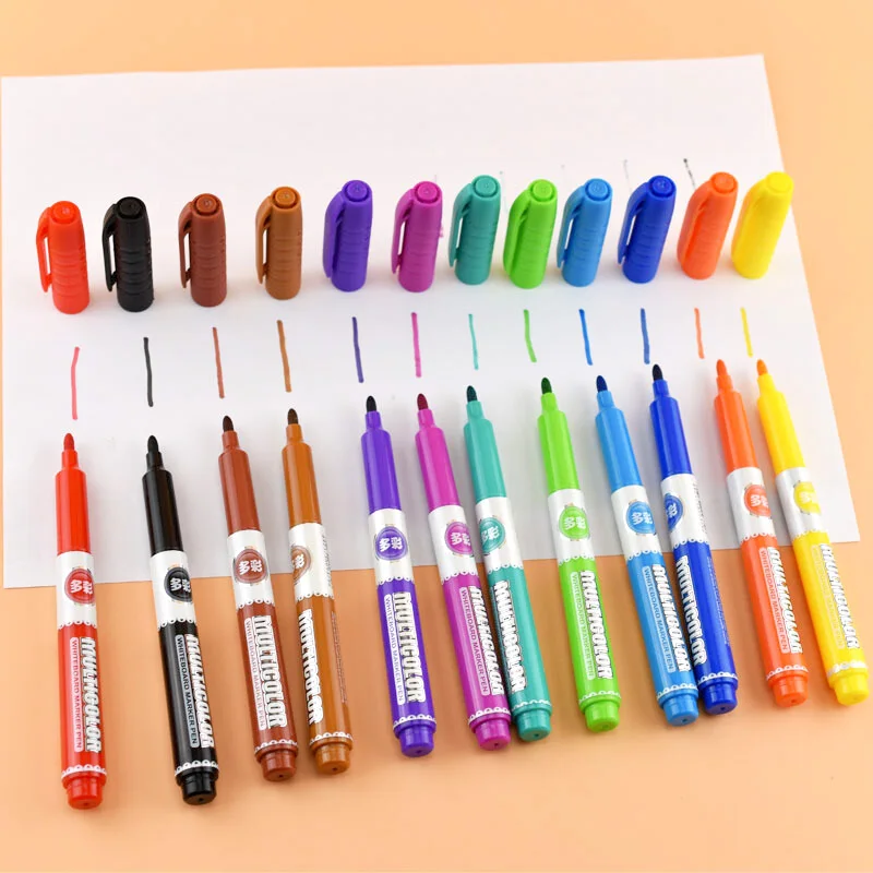 Quality 12Color Whiteboard Marker Pen Colorful Can Eraseing White Board