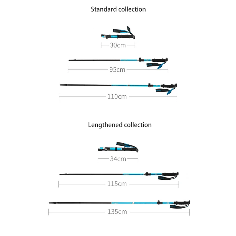 Светильник NatureHike, с ручкой EVA, 5 секций, трость, регулируемая, походные палки, треккинговые палки, удлиненные, для улицы, wandelstok