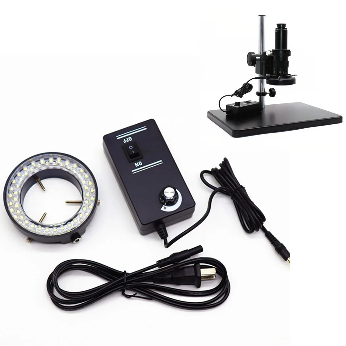 

110V-240V AC Power Magnifier Adapter 60 LED illuminator Lamp Adjustable Ring Light for Stereo Zoom Microscope EU/US Plug