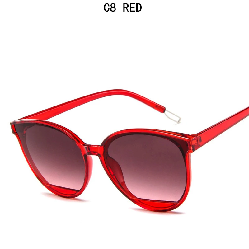 Новинка, кошачий глаз, женские солнцезащитные очки, тонированные цветные линзы, Мужские Винтажные Солнцезащитные очки в форме, женские очки, синие солнцезащитные очки, фирменный дизайн - Цвет линз: Red