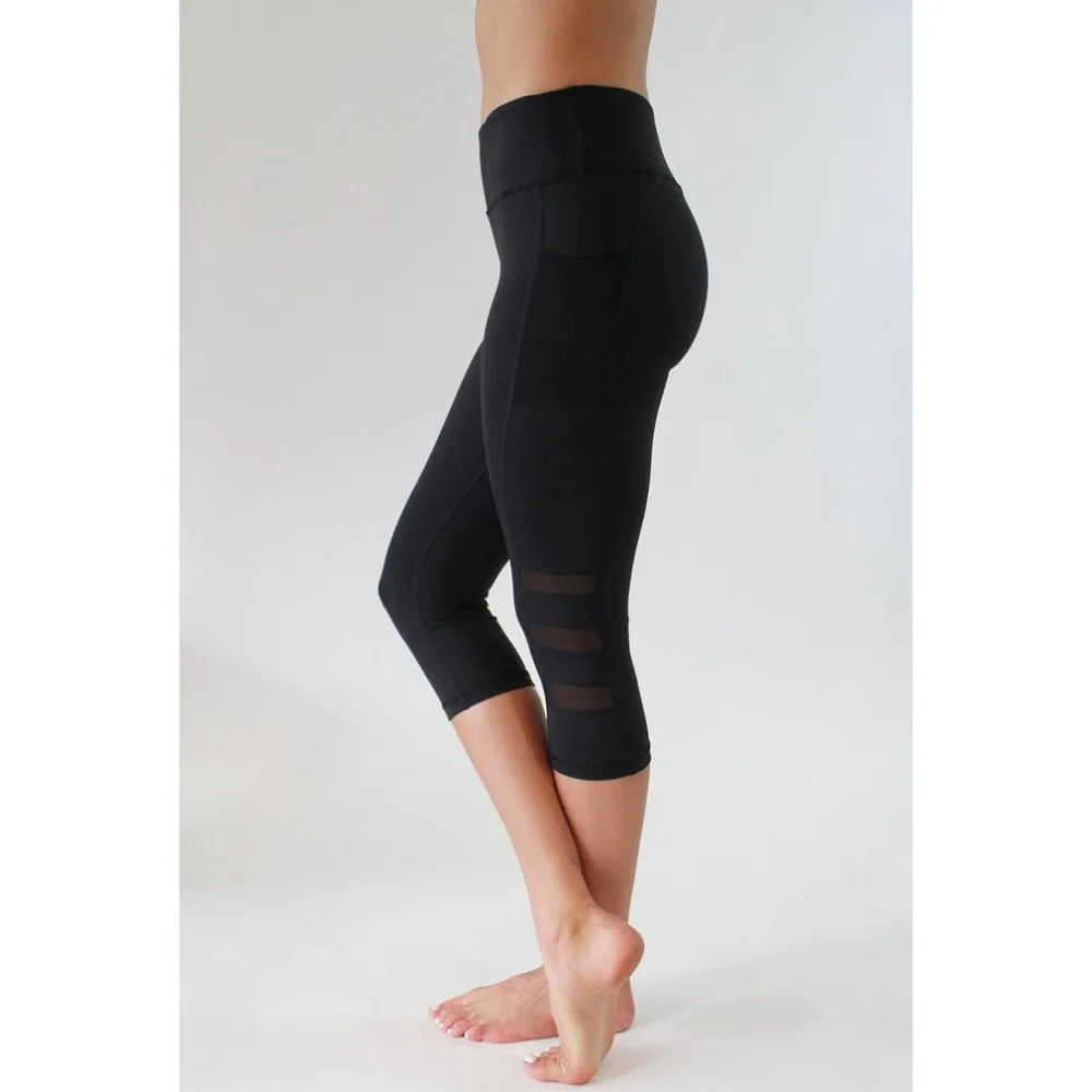 

High Elastic Women Long Pants Fashionable Knee Hollow Out Sports Tights Fitness Running Jogging Trousers Gym Slim Pants