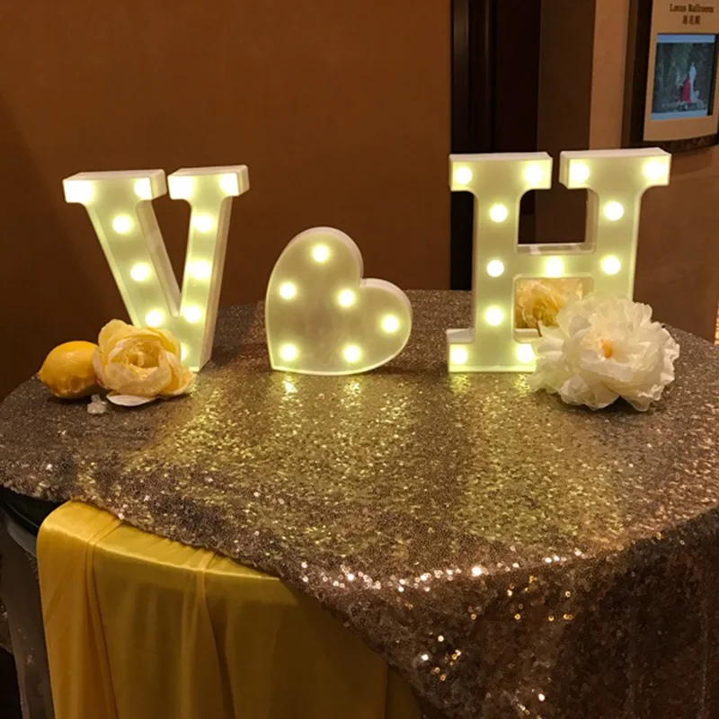 

DIY Letter Symbol Sign Heart Lighting Plastic Vintage LED Lights For Valentine's Day Wedding marriage Party Holiday Decorations