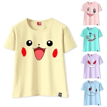 Кавайная футболка «Пикачу», женская футболка с коротким рукавом, Забавные топы, футболка Charmander Bulbasaur Gengar Squirtle, футболка