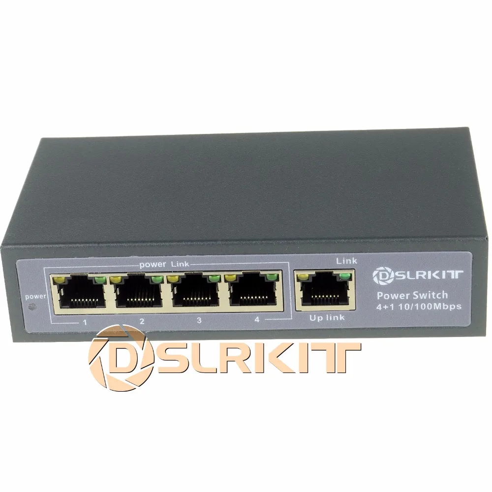 DSLRKIT Injector Power Over Ethernet 5 Ports 4 PoE Switch Without Power Adapter