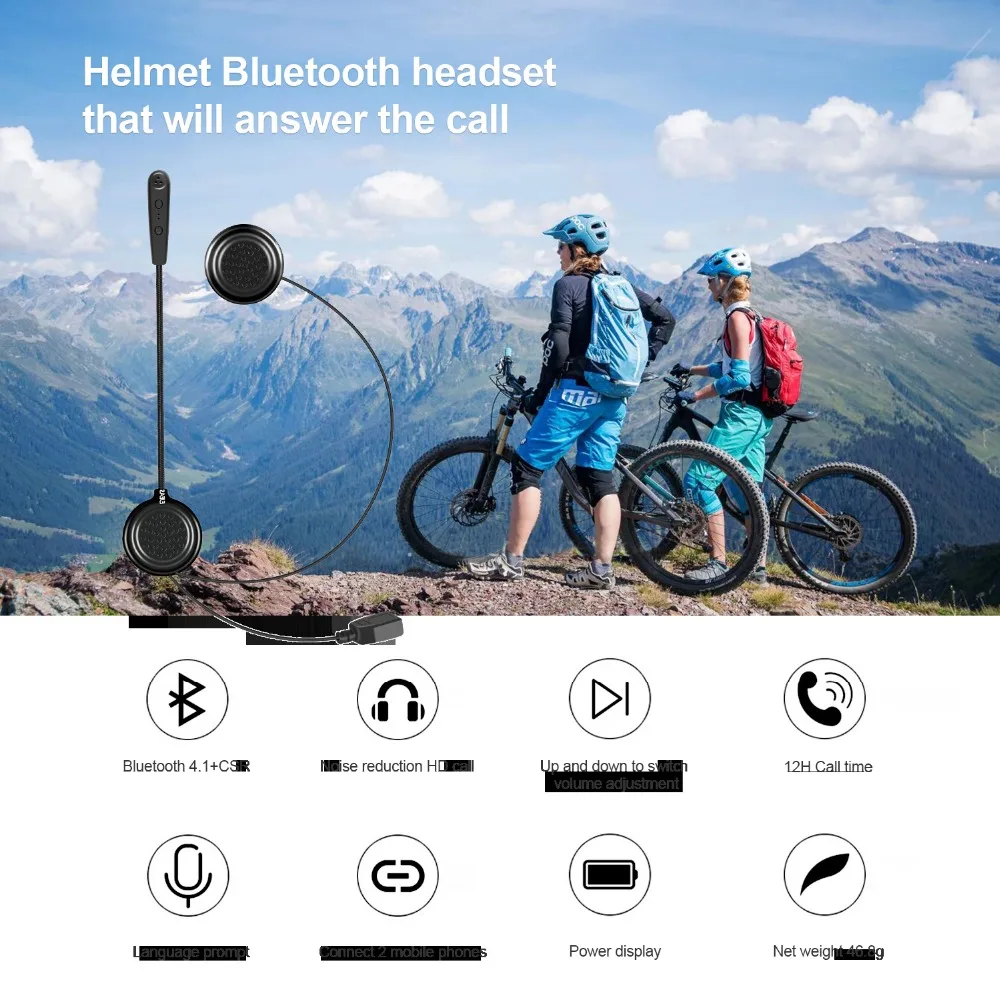 EJEAS E1 BT Interphone Bluetooth 4.1 pour Casque de Moto Casque de Communication pour Moto Ski