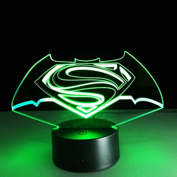 

2018 Colorful Visual Stereo Lamp Superman vs Batman LED Touch Gradient Changing 3D Lamp Creative Energy-saving Lamps USB Light