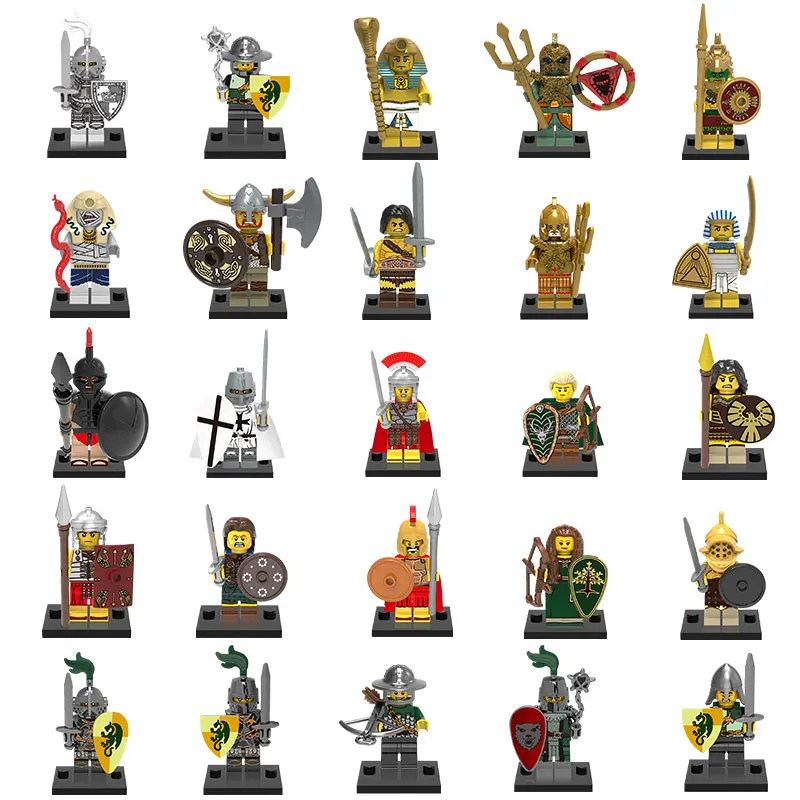 

Medieval Knights Figures Gladiatus Dragon Warrior Soldier Weapon shield helmet Pharaoh Building Blocks Bricks Toys For Children