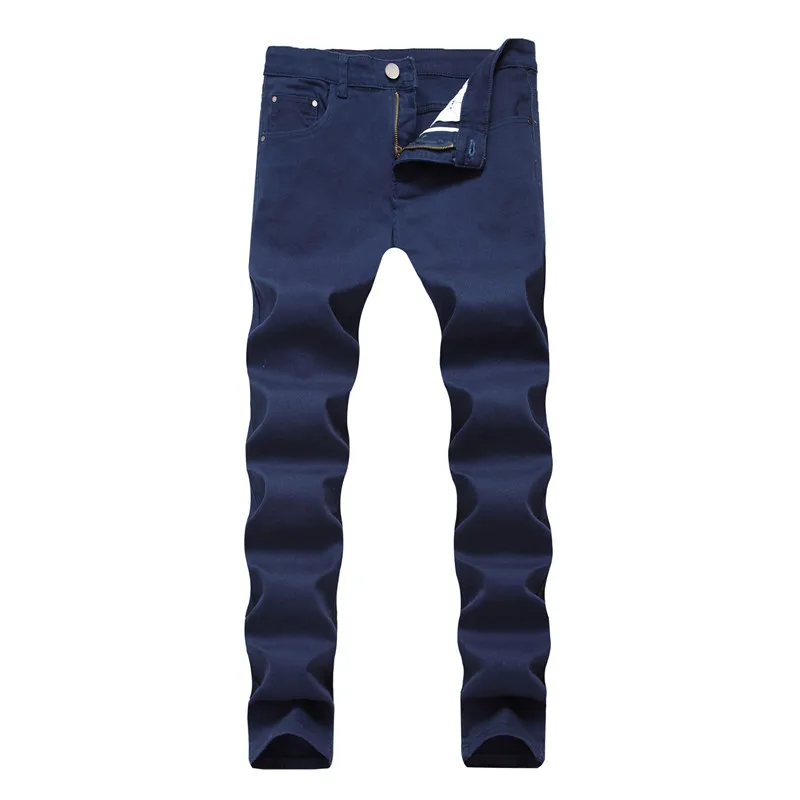 

2019 Man Jeans Color Denim Elastic Slim Skinny Slim Pants For Men Black Red White Casual Trousers Plus Size Jean Free shipping