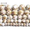 Howlite – perles rondes blanches en or, pour la fabrication de bijoux, Bracelet de 15 pouces, brin de 4/6/8/10/12mm ► Photo 2/5