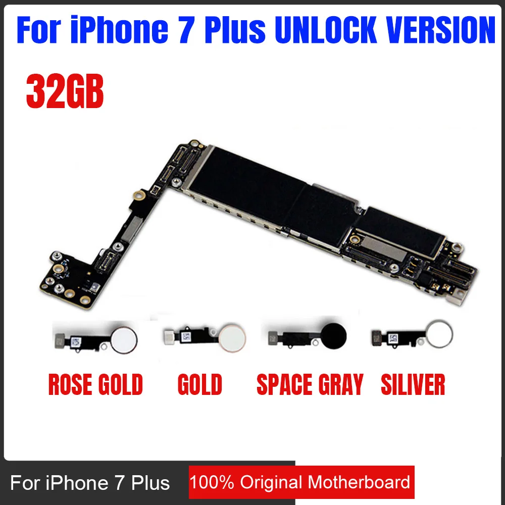 

Rom 32gb 100% Original unlocked Logic Boards for iphone 7 plus Motherboard with / without Touch ID for iphone 7 5.7inch in stock