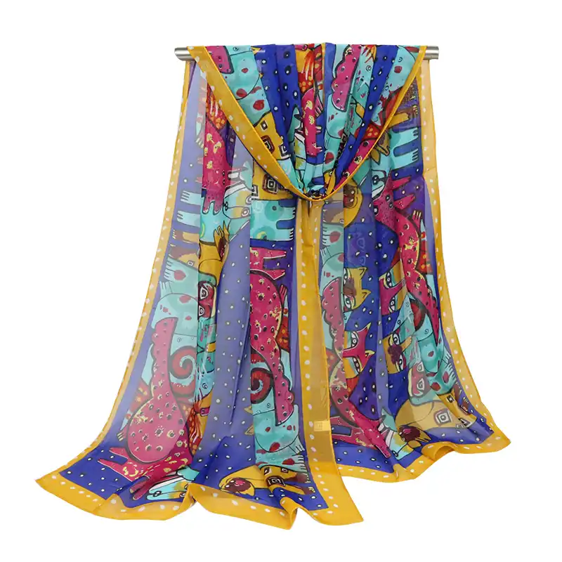 2019 Newly Design Women Ladies Cat Dog Cartoon Print Scarf