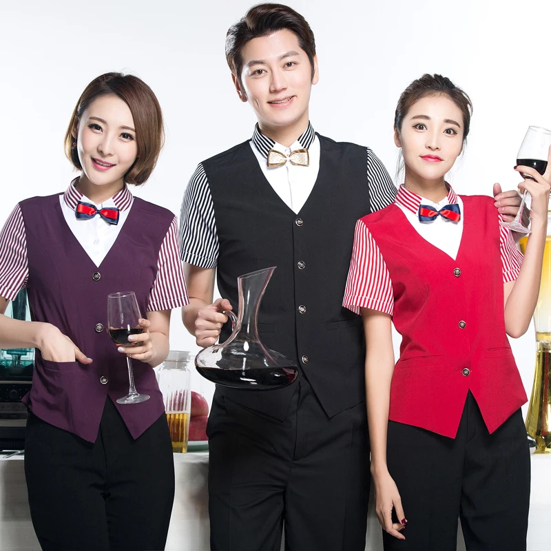 

Hotel Clothing Cashier Foreman Short Sleeved Uniform Ktv Reception Vest Restaurant Waiter waitress work overall long sleeve J036