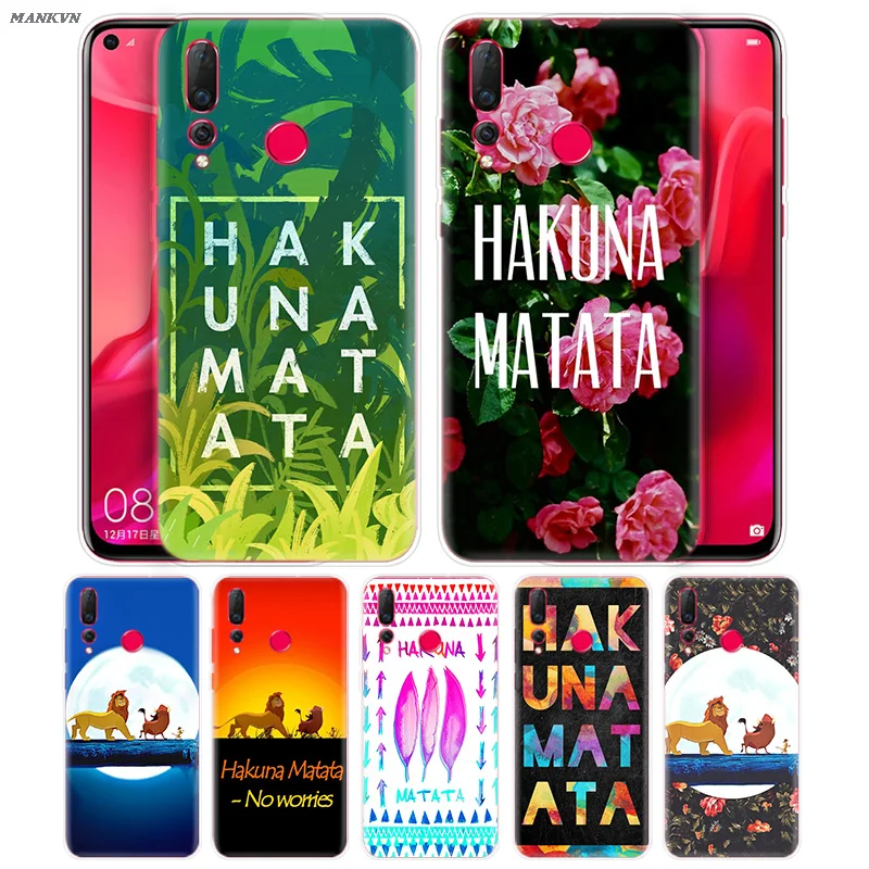 

Hakuna Matata Lion King Letter Case for Huawei Honor 7C 7A 7S 8X 8C 9i 9N P8 P9 Y9 Lite Pro 2018 2019 Anti-knock Rubber Cover
