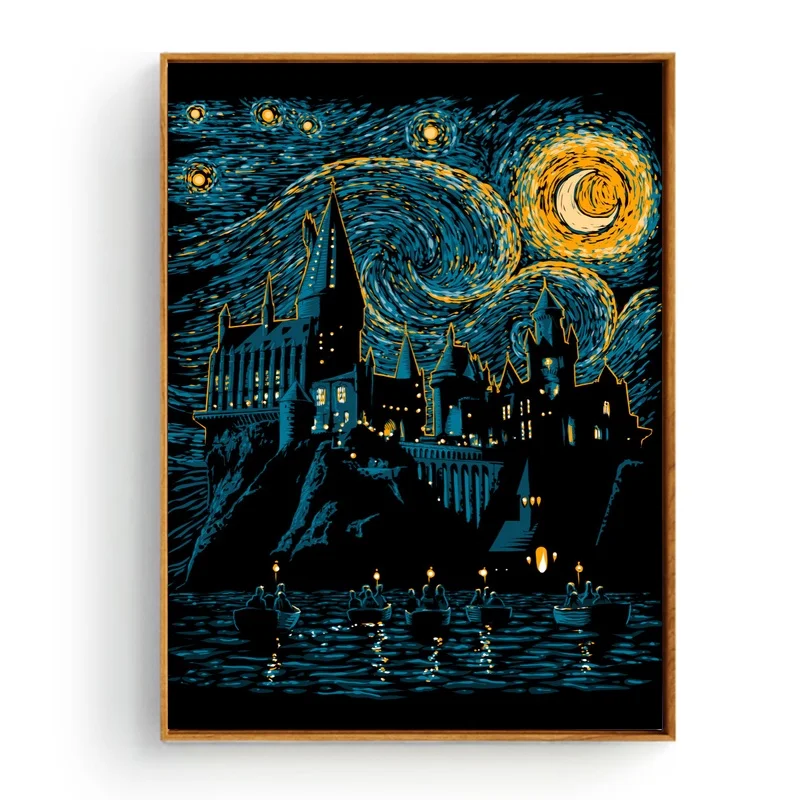 

Prints Painting Poster Wall Art 1 Panel Watercolor Movie Harry Potter Castle Canvas Pictures Home Background Living Room Decor