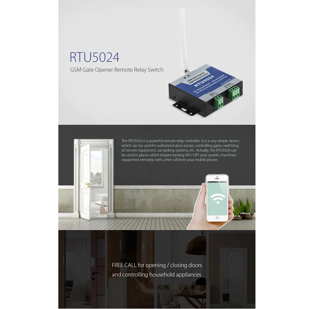 RTU5024 GSM открывалка для ворот реле дистанционного включения/выключения переключатель контроля доступа беспроводной открывалка для двери по бесплатному звонку SMS#10
