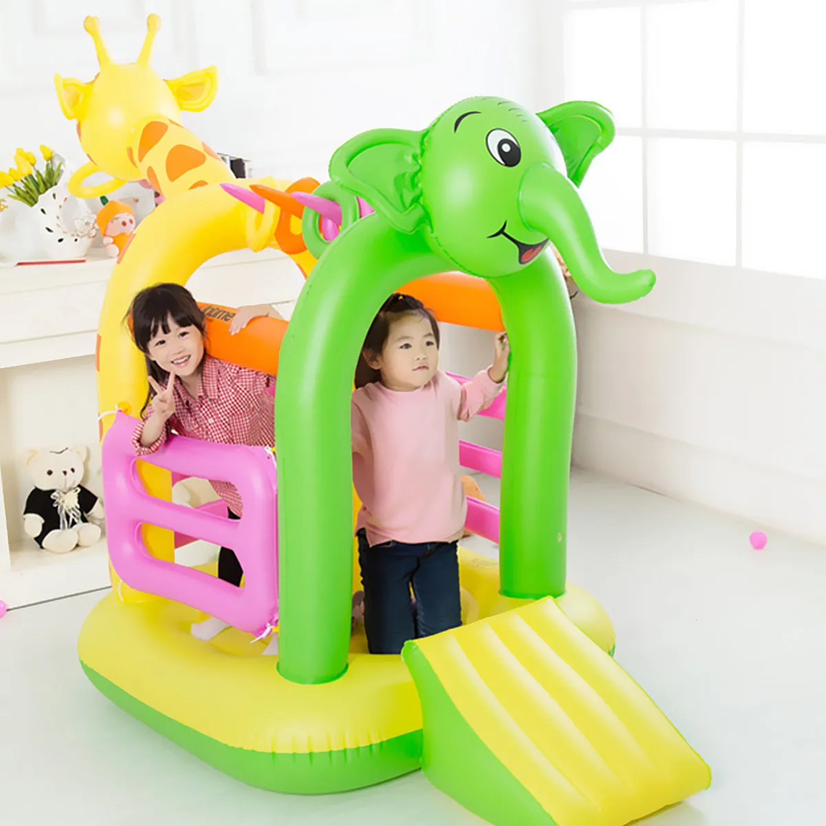 

Inflatable Kids Children Bouncy Slide Castle Jumping Bouncer PVC House Outdoor Play Multi-functional Design Colorful Non-toxic