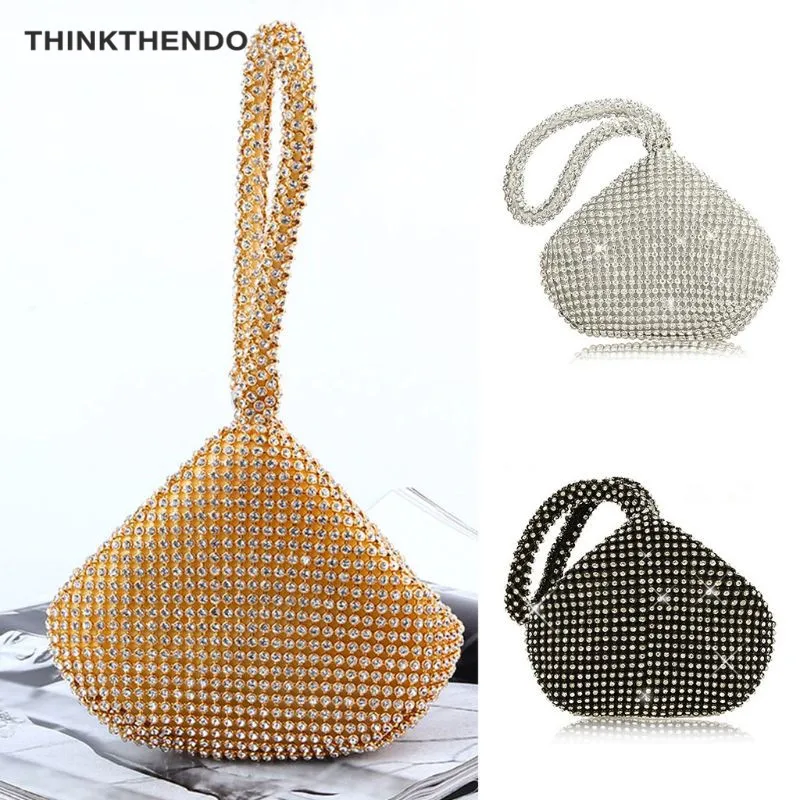 THINKTHENDO 2019 جديد أزياء المرأة مثلث بريق يد محفظة مخلب أكياس مساء الفاخرة حزب حفلة موسيقية