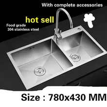 Кухонная раковина Руководство 3 мм толщиной пищевые продукты длительного хранения нержавеющая сталь vogue двойной паз 780x430