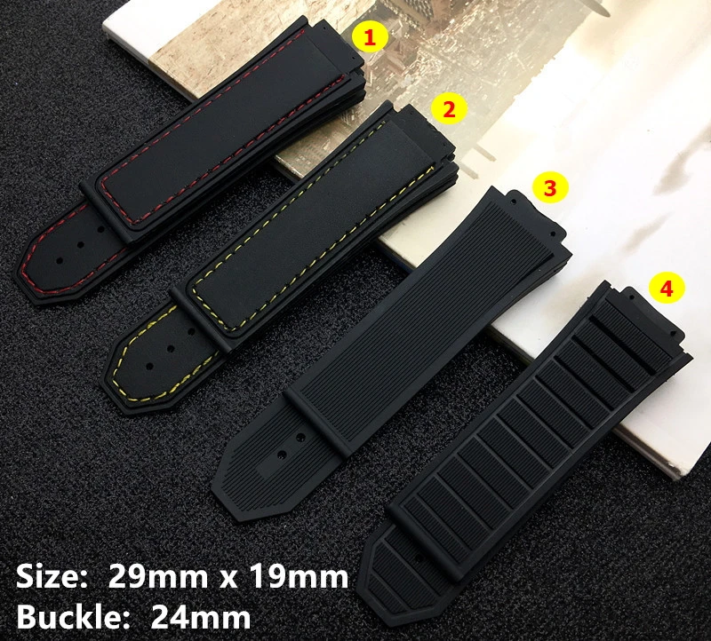 

Brand silicone soft nature rubber waterproof watchband watch band for Hublot strap for king power accessories 29x19mm logo on