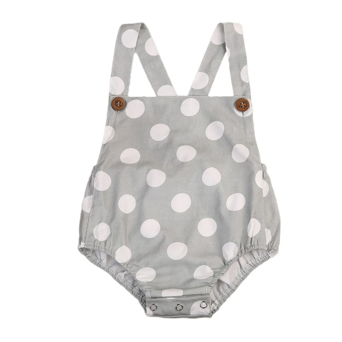 Bone Toddler Baby Girls Bow Backless Ruffle Polka Dot Cotton Bodysuit V-Neck Sleeveless Jumpsuits One-Pieces B